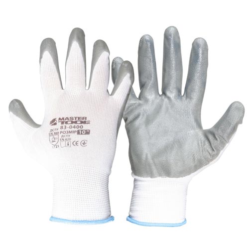 Рабочие перчатки Mastertool бесшовные серый нитрил